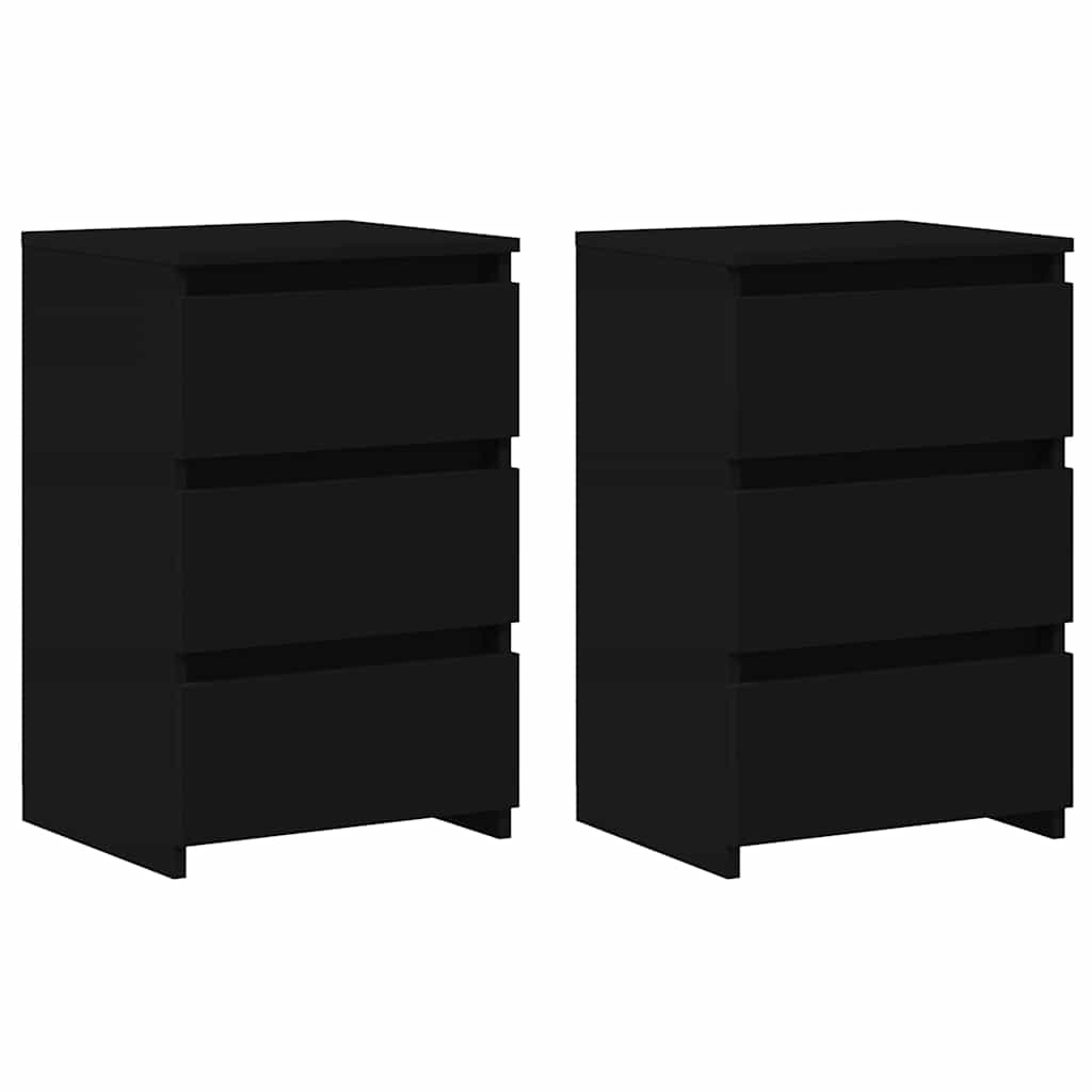 Nachttische 2 Stk. Schwarz 40x35x62,5 cm Holzwerkstoff